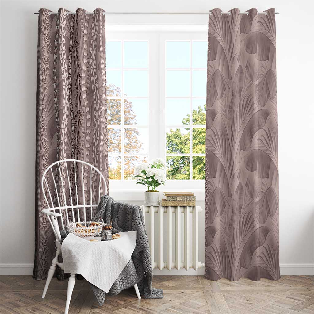 Hawaii Prince Kuhio Window Curtain Mocha Hawaiian Lau Maia With Leis LT05 - Polynesian Pride