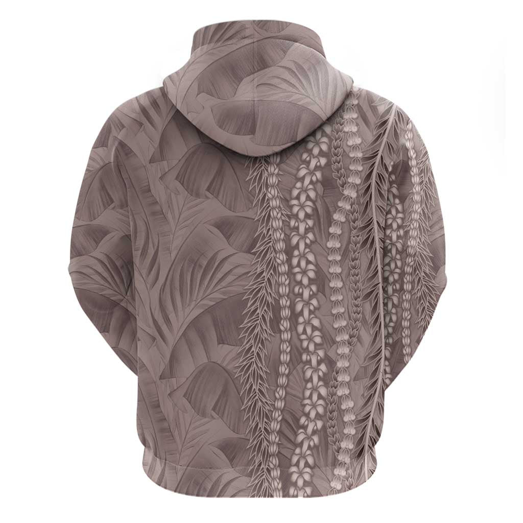 Hawaii Prince Kuhio Zip Hoodie Mocha Hawaiian Lau Maia With Leis LT05 - Polynesian Pride
