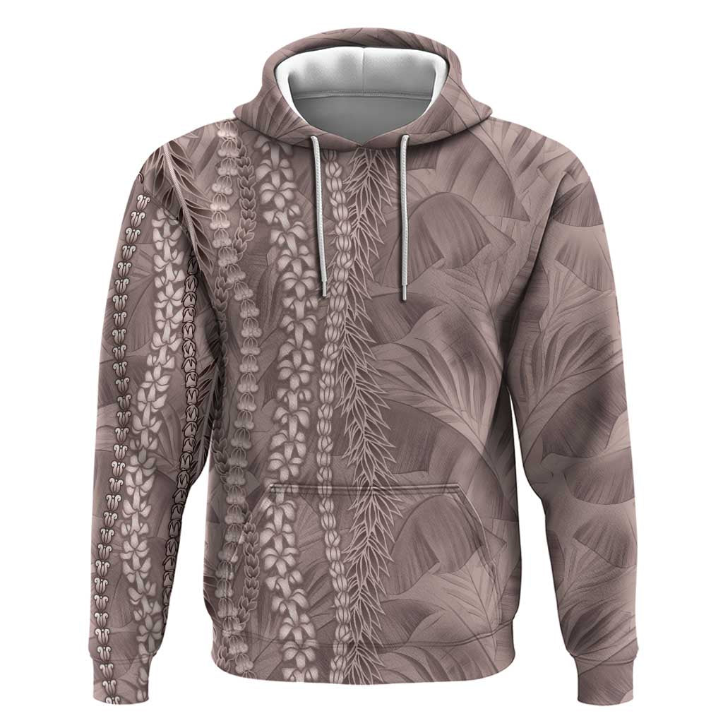 Hawaii Prince Kuhio Zip Hoodie Mocha Hawaiian Lau Maia With Leis LT05 Pullover Hoodie Mocha - Polynesian Pride