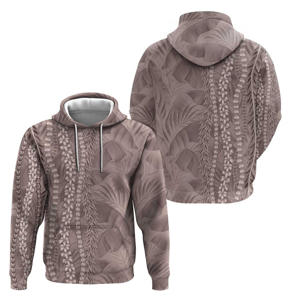 Hawaii Prince Kuhio Zip Hoodie Mocha Hawaiian Lau Maia With Leis LT05 - Polynesian Pride