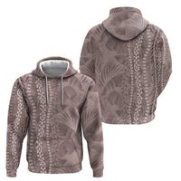 Hawaii Prince Kuhio Zip Hoodie Mocha Hawaiian Lau Maia With Leis LT05 - Polynesian Pride