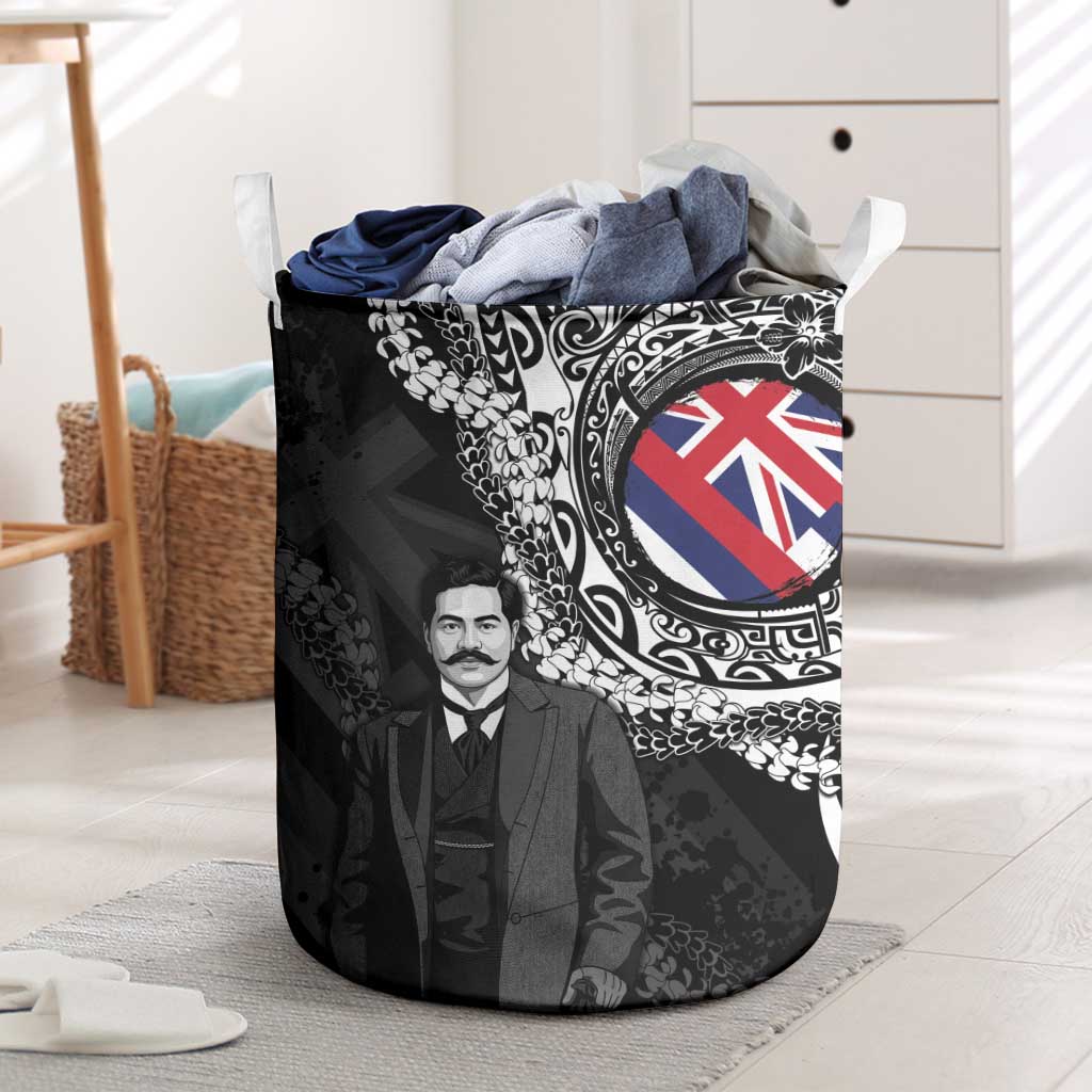 Hawaii Prince Kuhio Laundry Basket Hawaiian Maile Lei LT05 Black - Polynesian Pride