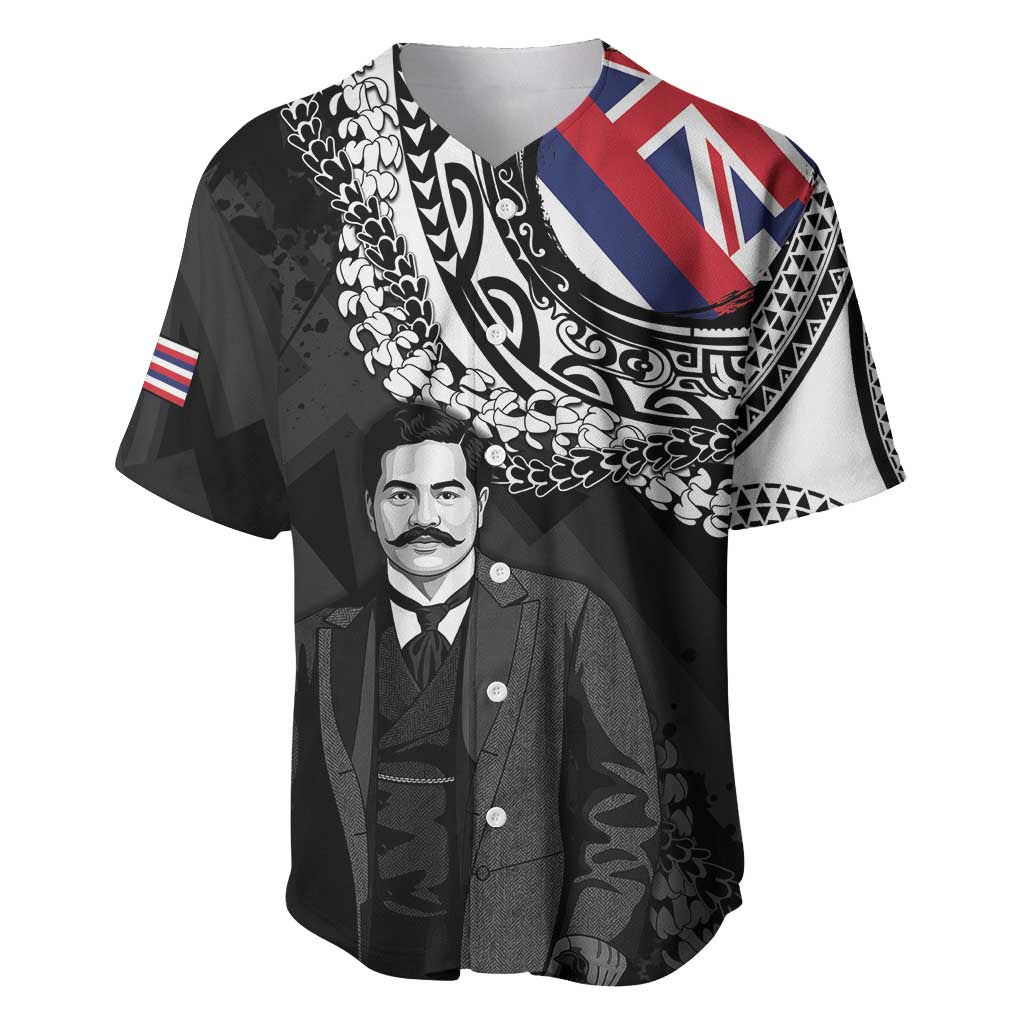 Personalised Hawaii Prince Kuhio Baseball Jersey Hawaiian Maile Lei LT05 Black - Polynesian Pride