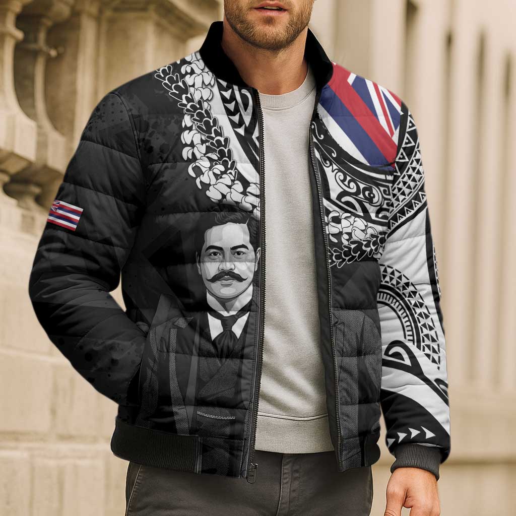 Personalised Hawaii Prince Kuhio Bomber Puffer Jacket Hawaiian Maile Lei LT05 - Polynesian Pride