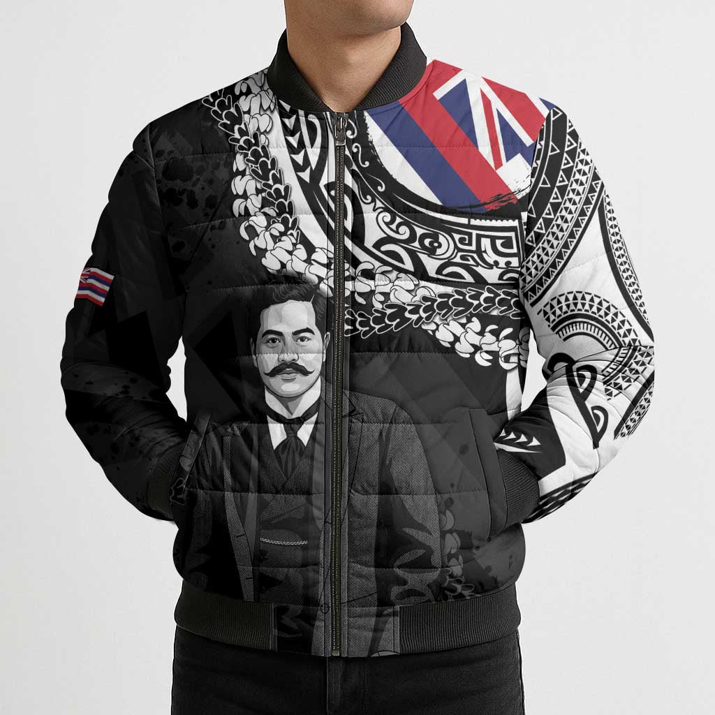Personalised Hawaii Prince Kuhio Bomber Puffer Jacket Hawaiian Maile Lei LT05 - Polynesian Pride