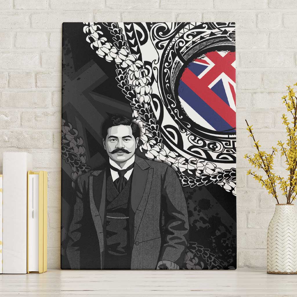 Hawaii Prince Kuhio Canvas Wall Art Hawaiian Maile Lei LT05 Without Frame Black - Polynesian Pride