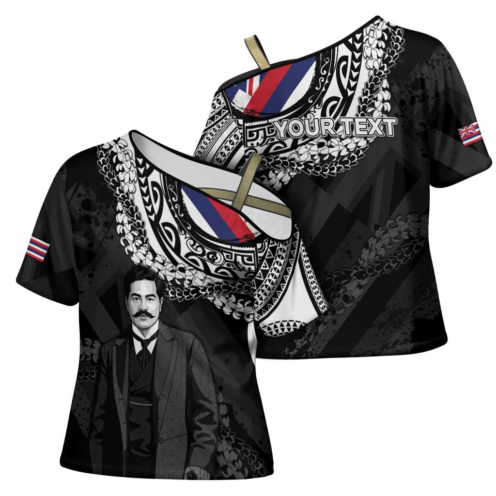 Personalised Hawaii Prince Kuhio Cross Shoulder Shirt Hawaiian Maile Lei
