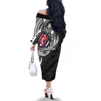 Personalised Hawaii Prince Kuhio Family Matching Off The Shoulder Long Sleeve Dress and Hawaiian Shirt Hawaiian Maile Lei