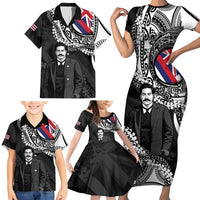 Personalised Hawaii Prince Kuhio Family Matching Short Sleeve Bodycon Dress and Hawaiian Shirt Hawaiian Maile Lei