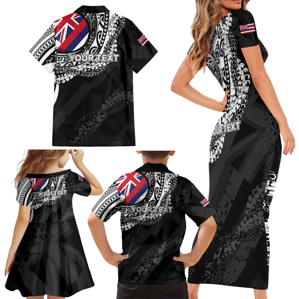 Personalised Hawaii Prince Kuhio Family Matching Short Sleeve Bodycon Dress and Hawaiian Shirt Hawaiian Maile Lei