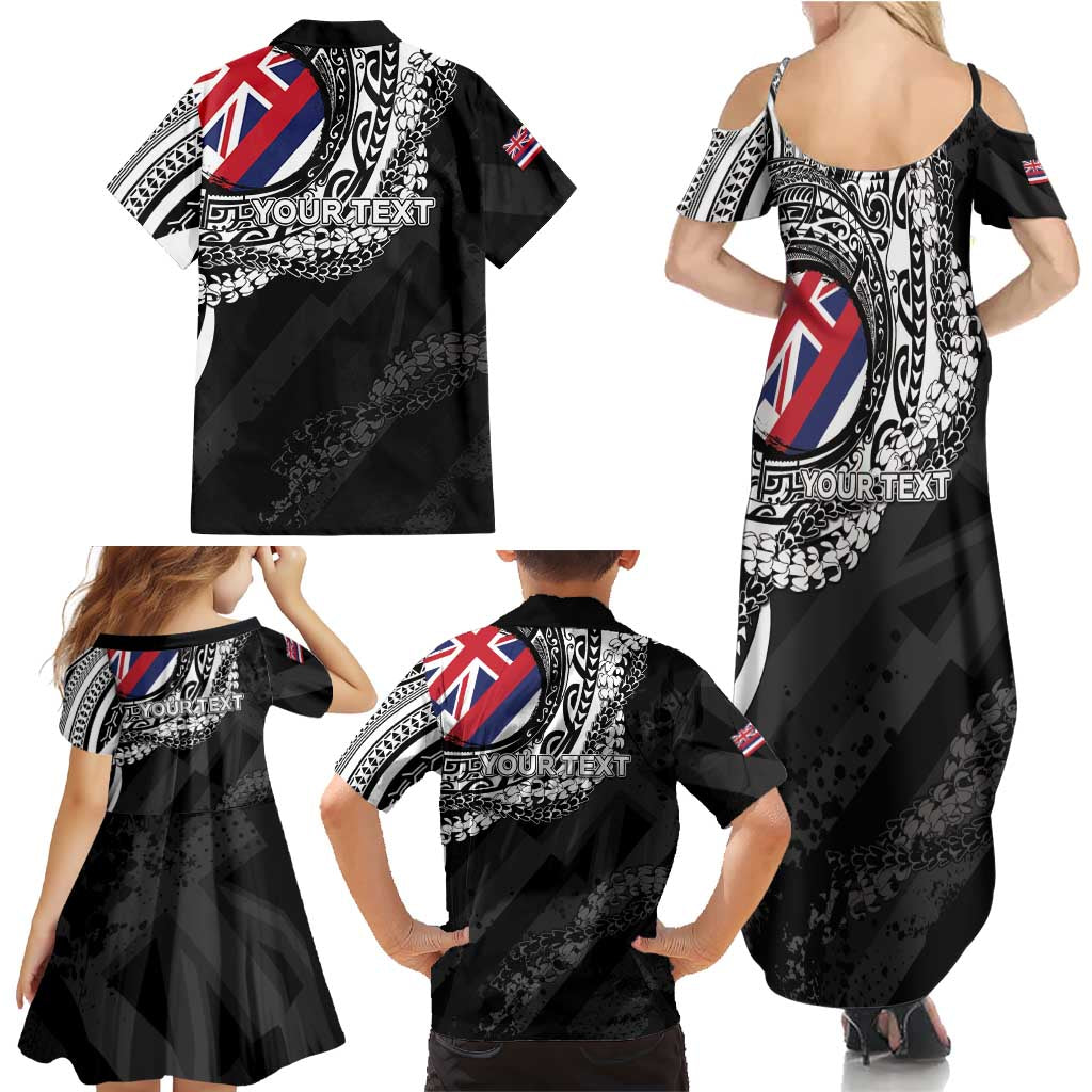 Personalised Hawaii Prince Kuhio Family Matching Summer Maxi Dress and Hawaiian Shirt Hawaiian Maile Lei