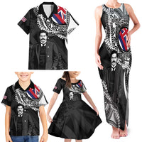 Personalised Hawaii Prince Kuhio Family Matching Tank Maxi Dress and Hawaiian Shirt Hawaiian Maile Lei