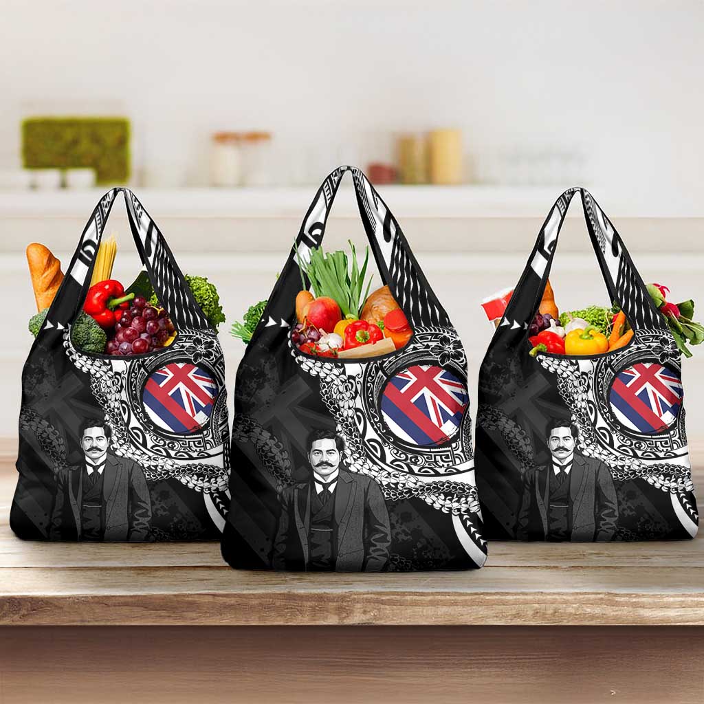 Hawaii Prince Kuhio Grocery Bag Hawaiian Maile Lei LT05 3-pack One Size Black - Polynesian Pride