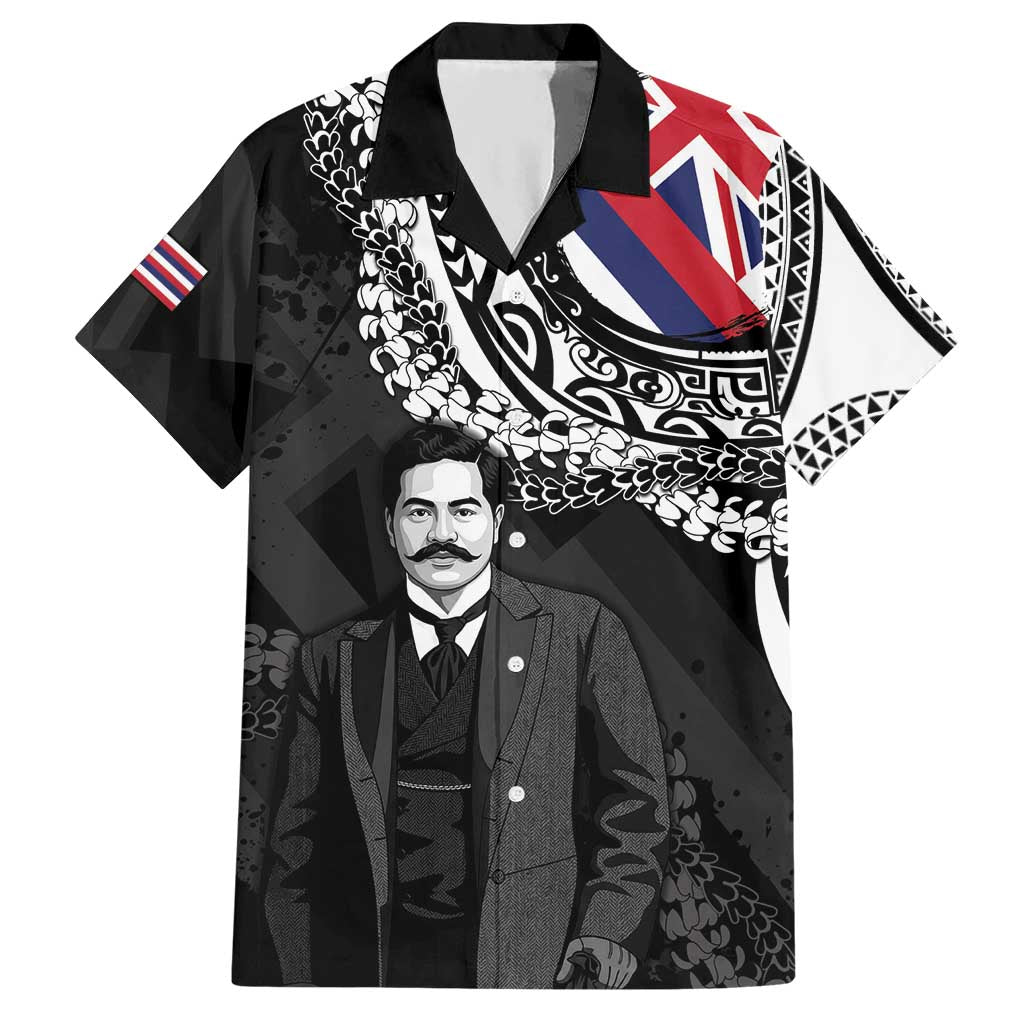 Personalised Hawaii Prince Kuhio Hawaiian Shirt Hawaiian Maile Lei LT05 Black - Polynesian Pride