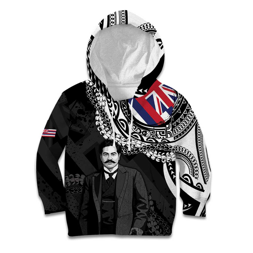 Personalised Hawaii Prince Kuhio Kid Hoodie Hawaiian Maile Lei LT05 Hoodie Black - Polynesian Pride