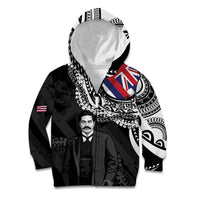 Personalised Hawaii Prince Kuhio Kid Hoodie Hawaiian Maile Lei LT05 Zip Hoodie Black - Polynesian Pride