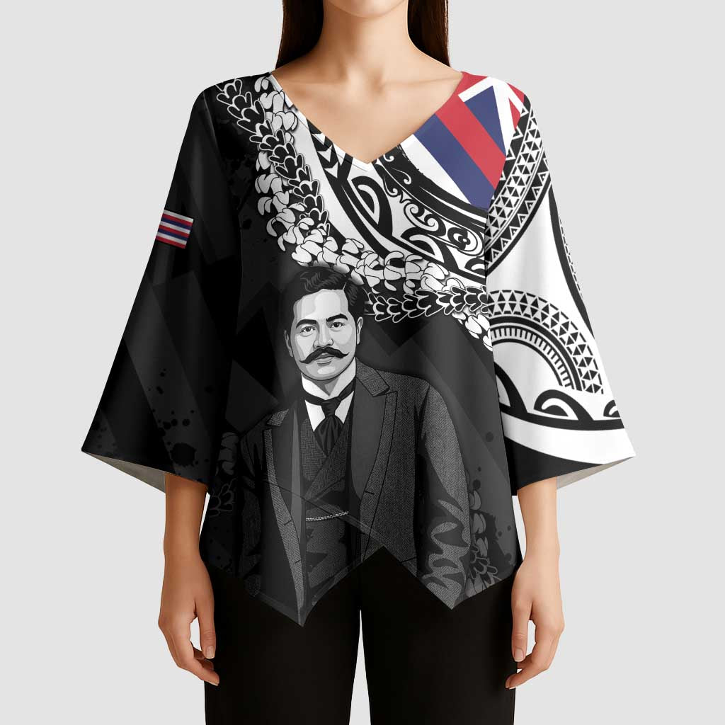 Personalised Hawaii Prince Kuhio Kimono Sleeve Blouse Hawaiian Maile Lei LT05 - Polynesian Pride