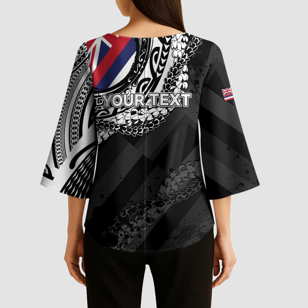 Personalised Hawaii Prince Kuhio Kimono Sleeve Blouse Hawaiian Maile Lei LT05 - Polynesian Pride