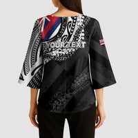 Personalised Hawaii Prince Kuhio Kimono Sleeve Blouse Hawaiian Maile Lei LT05 - Polynesian Pride