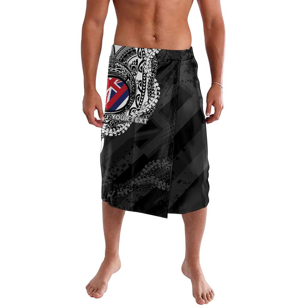Personalised Hawaii Prince Kuhio Lavalava Hawaiian Maile Lei LT05 Black - Polynesian Pride