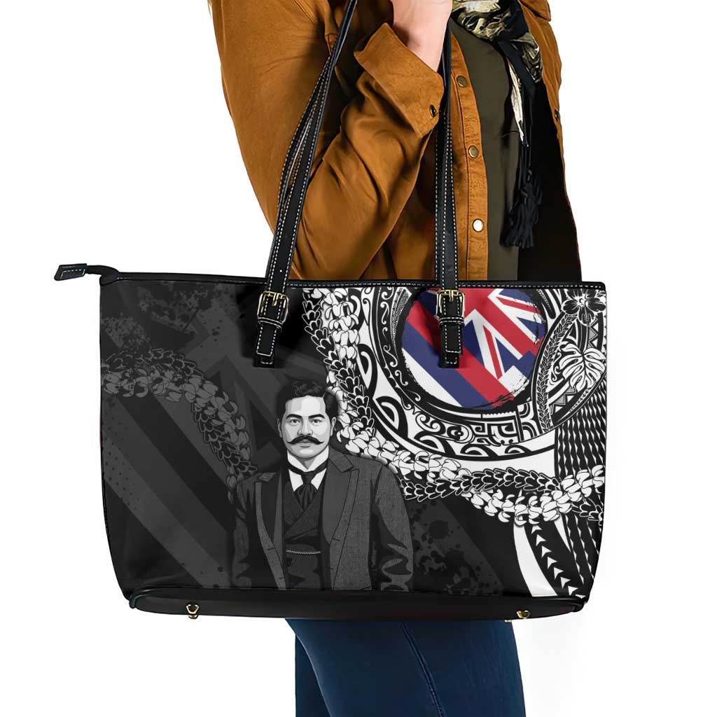 Hawaii Prince Kuhio Leather Tote Bag Hawaiian Maile Lei LT05 - Polynesian Pride
