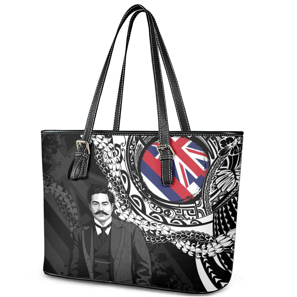 Hawaii Prince Kuhio Leather Tote Bag Hawaiian Maile Lei LT05 - Polynesian Pride
