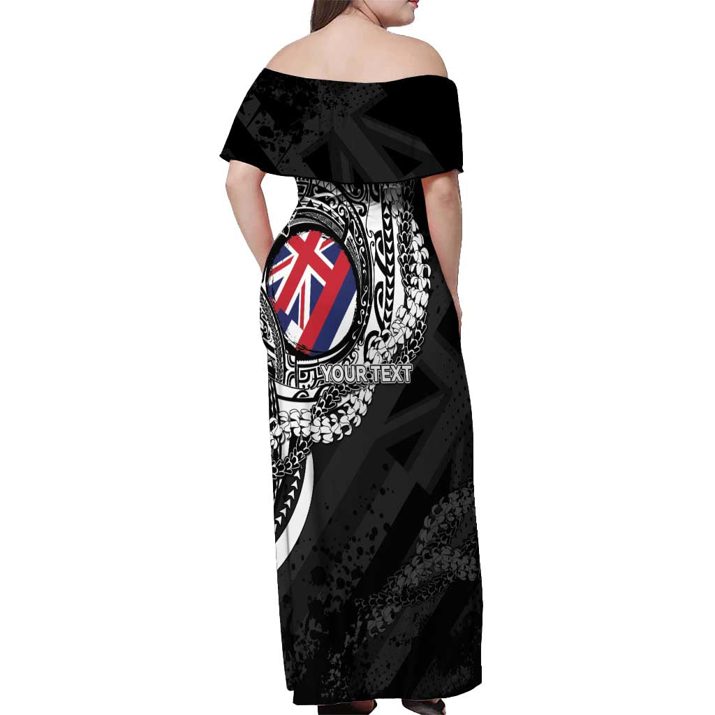 Personalised Hawaii Prince Kuhio Off Shoulder Maxi Dress Hawaiian Maile Lei LT05 - Polynesian Pride