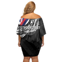 Personalised Hawaii Prince Kuhio Off Shoulder Short Dress Hawaiian Maile Lei LT05 - Polynesian Pride