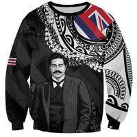 Personalised Hawaii Prince Kuhio Sweatshirt Hawaiian Maile Lei LT05 Unisex Black - Polynesian Pride