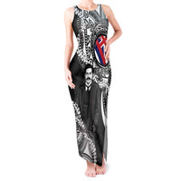Personalised Hawaii Prince Kuhio Tank Maxi Dress Hawaiian Maile Lei LT05 Women Black - Polynesian Pride
