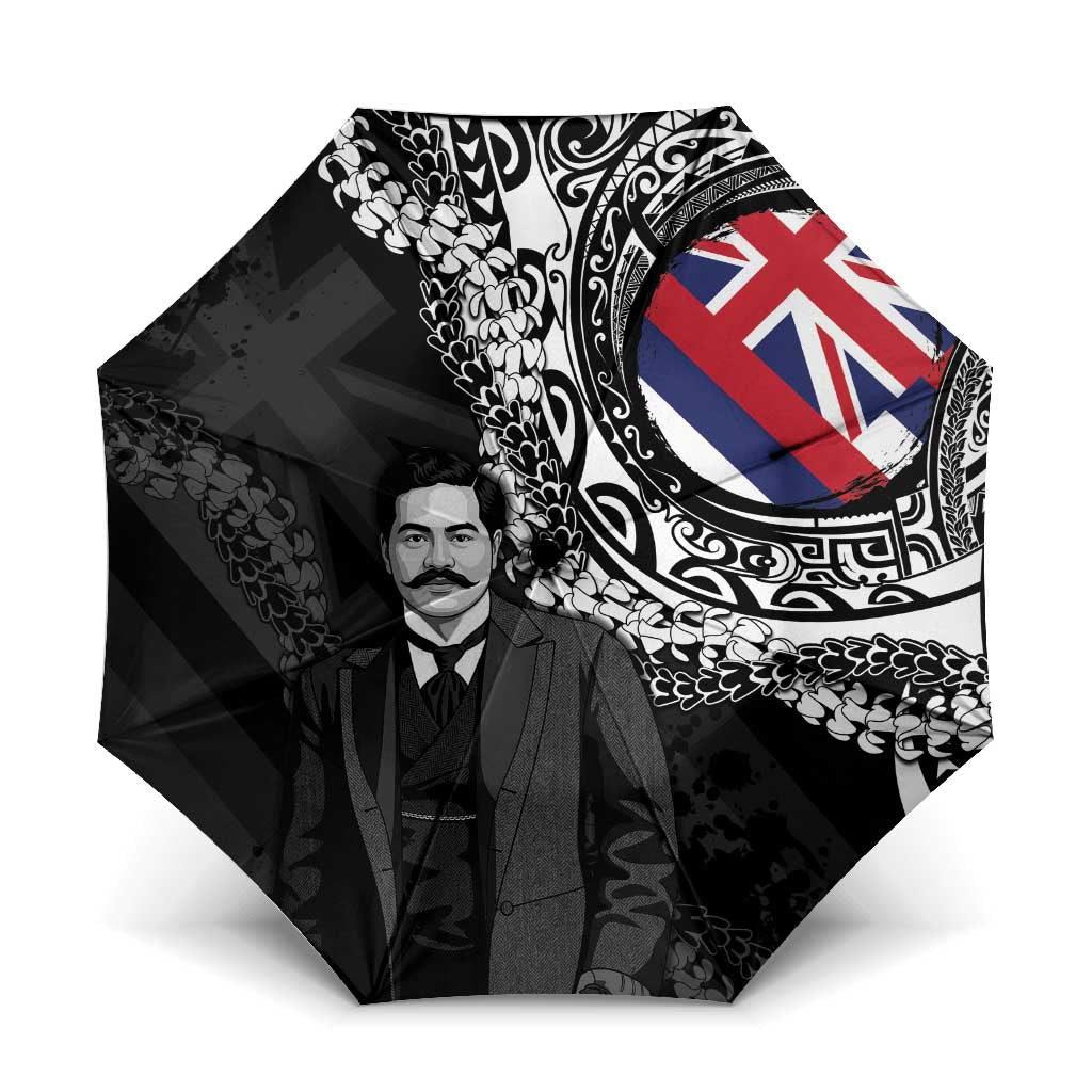 Hawaii Prince Kuhio Umbrella Hawaiian Maile Lei LT05 One Size Folded 11.42 inch Opened Diameter 37.4 inch Black - Polynesian Pride