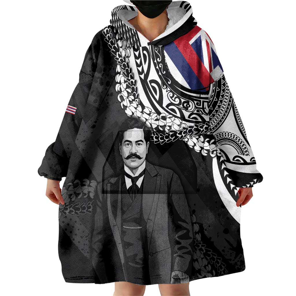 Personalised Hawaii Prince Kuhio Wearable Blanket Hoodie Hawaiian Maile Lei LT05 - Polynesian Pride