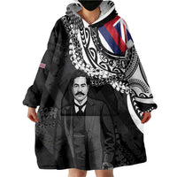 Personalised Hawaii Prince Kuhio Wearable Blanket Hoodie Hawaiian Maile Lei LT05 - Polynesian Pride