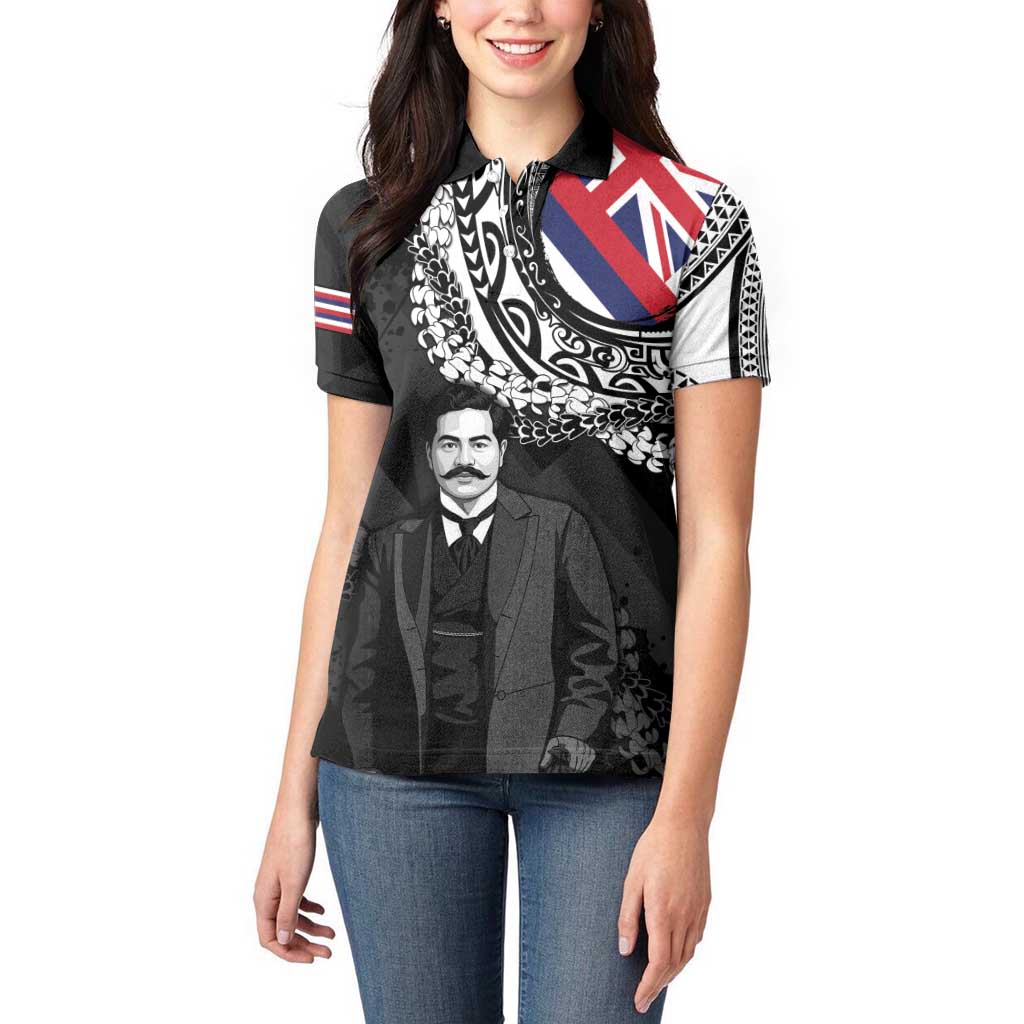 Personalised Hawaii Prince Kuhio Women Polo Shirt Hawaiian Maile Lei LT05 - Polynesian Pride