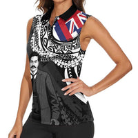 Personalised Hawaii Prince Kuhio Women Sleeveless Polo Shirt Hawaiian Maile Lei LT05 - Polynesian Pride