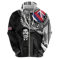 Personalised Hawaii Prince Kuhio Zip Hoodie Hawaiian Maile Lei LT05 - Polynesian Pride
