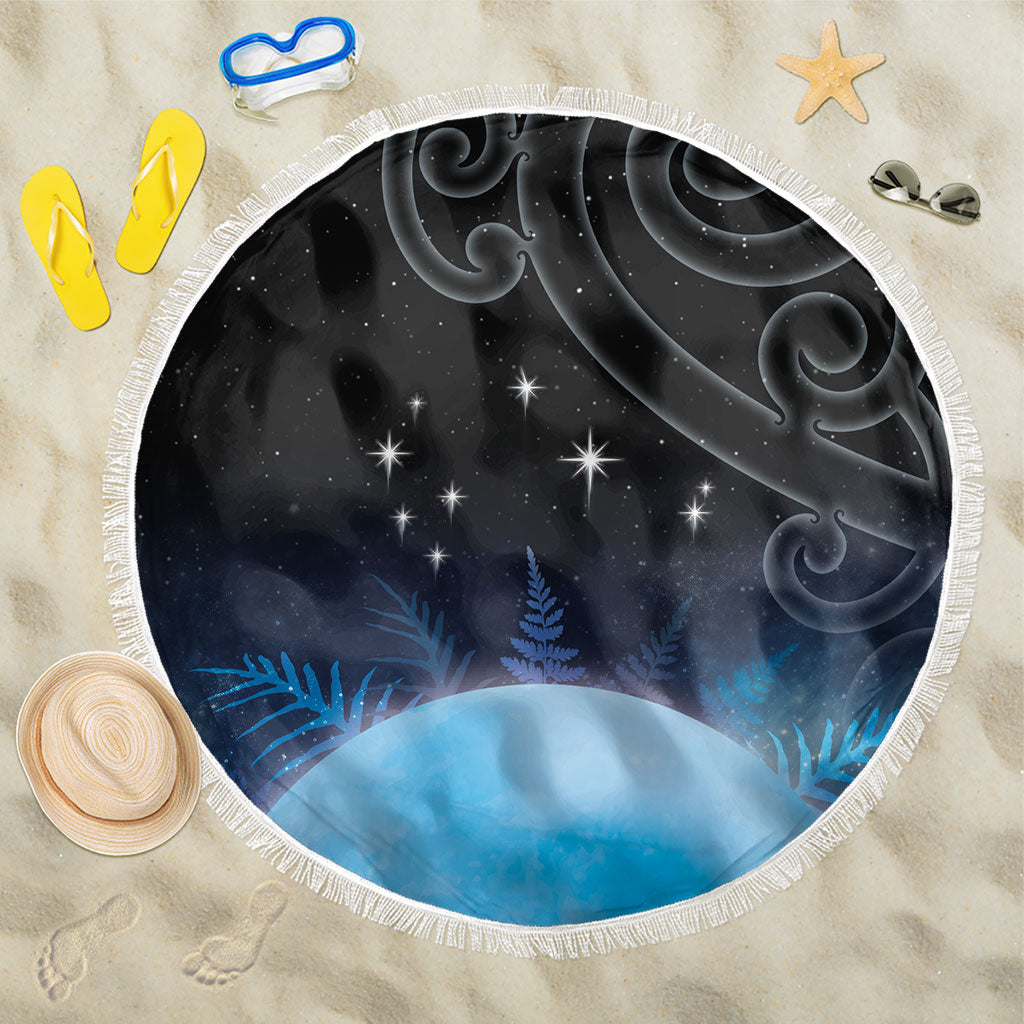 New Zealand Matariki Beach Blanket Pleiades Star Cluster Blue Galaxy LT05 One Size 150cm Blue - Polynesian Pride