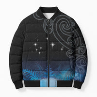 New Zealand Matariki Bomber Puffer Jacket Pleiades Star Cluster Blue Galaxy LT05 Unisex Blue - Polynesian Pride