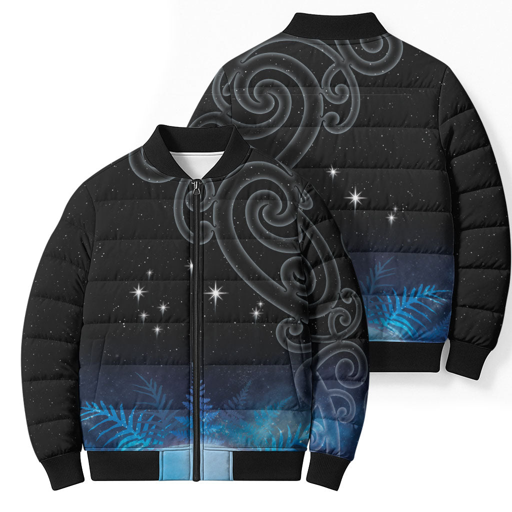 New Zealand Matariki Bomber Puffer Jacket Pleiades Star Cluster Blue Galaxy LT05 - Polynesian Pride