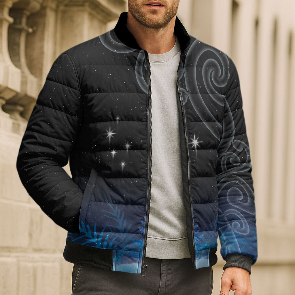 New Zealand Matariki Bomber Puffer Jacket Pleiades Star Cluster Blue Galaxy LT05 - Polynesian Pride