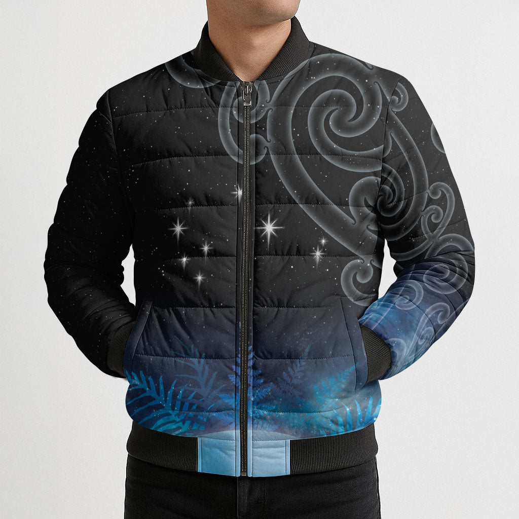 New Zealand Matariki Bomber Puffer Jacket Pleiades Star Cluster Blue Galaxy LT05 - Polynesian Pride