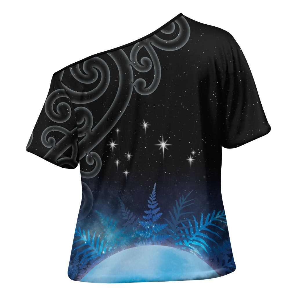 New Zealand Matariki Cross Shoulder Shirt Pleiades Star Cluster Blue Galaxy LT05 - Polynesian Pride