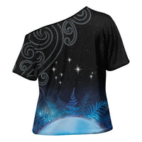 New Zealand Matariki Cross Shoulder Shirt Pleiades Star Cluster Blue Galaxy LT05 - Polynesian Pride