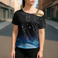 New Zealand Matariki Cross Shoulder Shirt Pleiades Star Cluster Blue Galaxy LT05 - Polynesian Pride