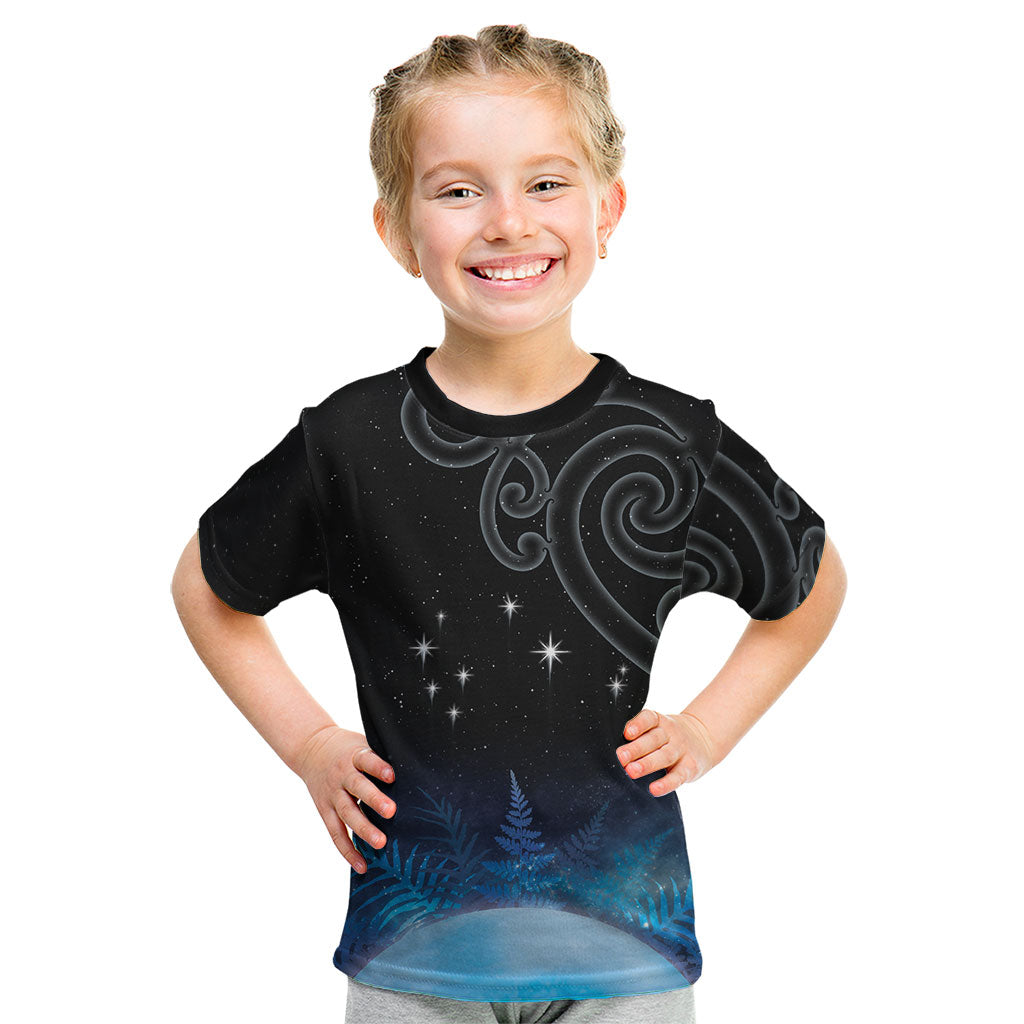 New Zealand Matariki Kid T Shirt Pleiades Star Cluster Blue Galaxy LT05 Blue - Polynesian Pride