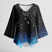 New Zealand Matariki Kimono Sleeve Blouse Pleiades Star Cluster Blue Galaxy LT05 Female Blue - Polynesian Pride