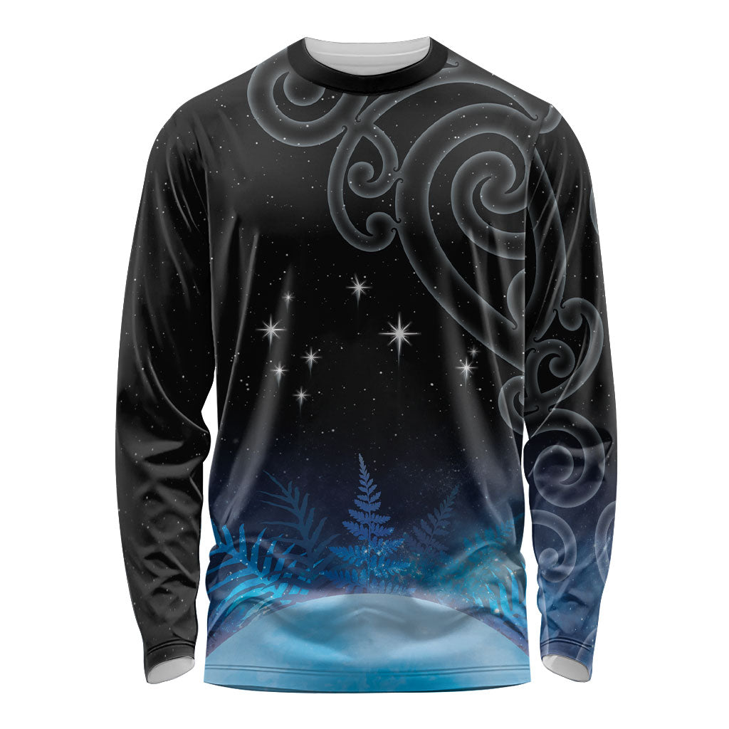 New Zealand Matariki Long Sleeve Shirt Pleiades Star Cluster Blue Galaxy LT05 Unisex Blue - Polynesian Pride