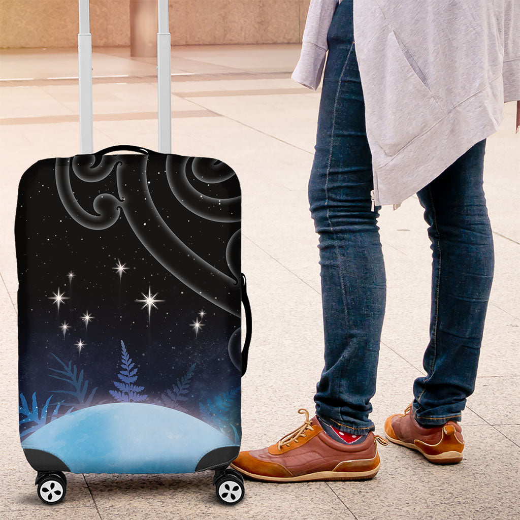 New Zealand Matariki Luggage Cover Pleiades Star Cluster Blue Galaxy LT05 Blue - Polynesian Pride