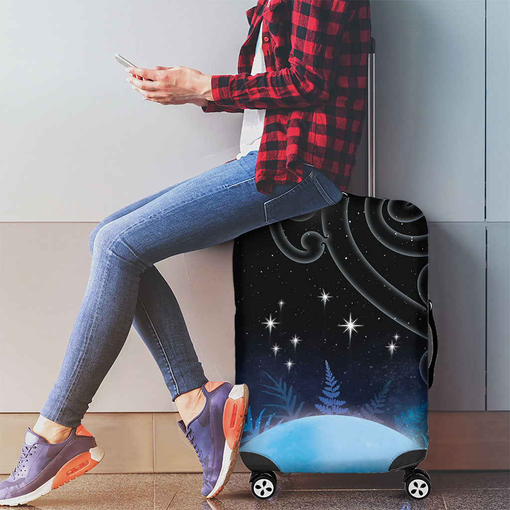 New Zealand Matariki Luggage Cover Pleiades Star Cluster Blue Galaxy LT05 - Polynesian Pride