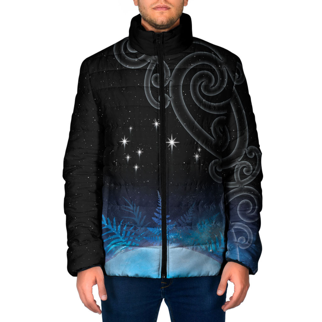 New Zealand Matariki Padded Jacket Pleiades Star Cluster Blue Galaxy LT05 Men Blue - Polynesian Pride